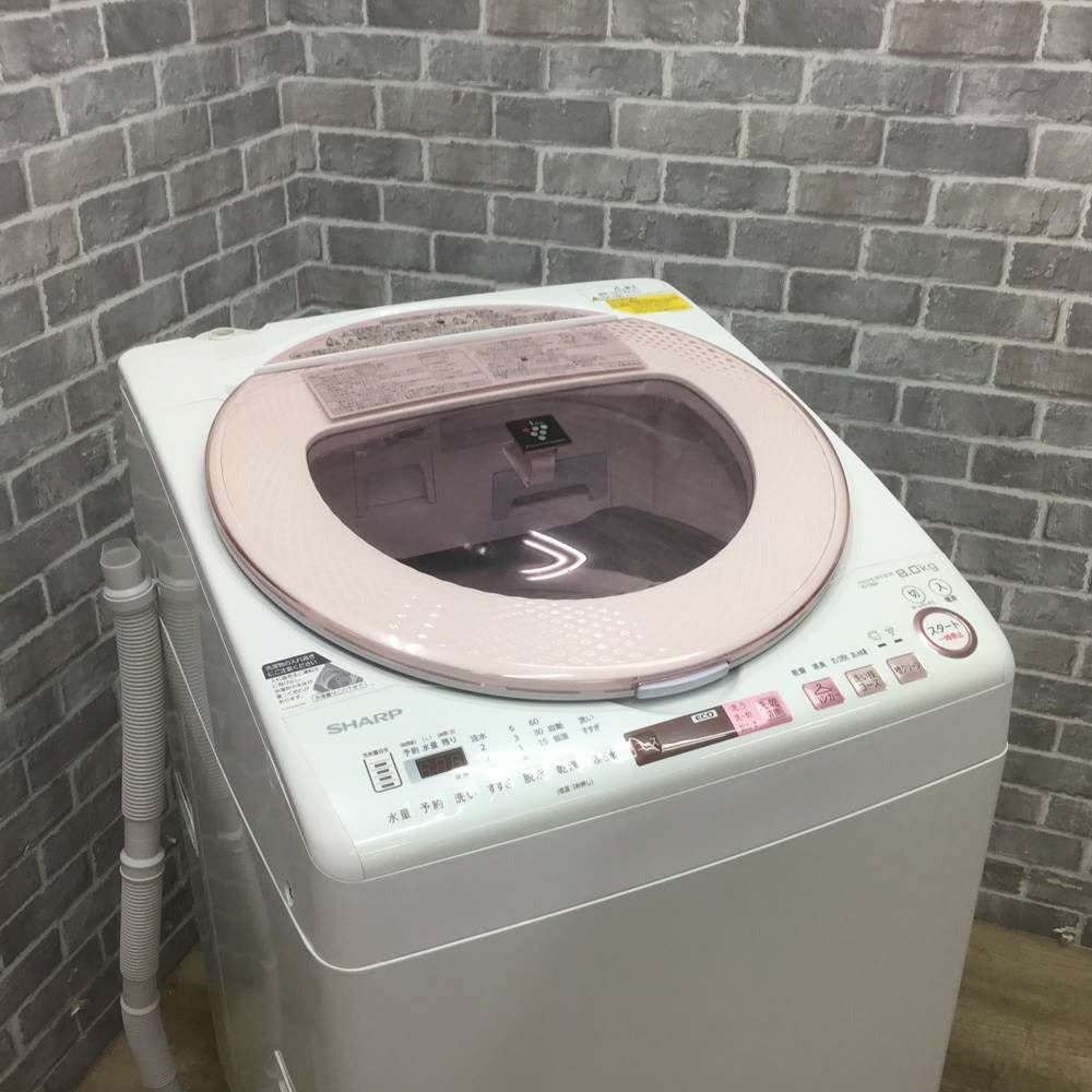 SHARP 洗濯乾燥機 洗濯容量 8.0kg 乾燥容量 4.5kg プラズマクラスター搭載 ES-TX8A-P 2017年式