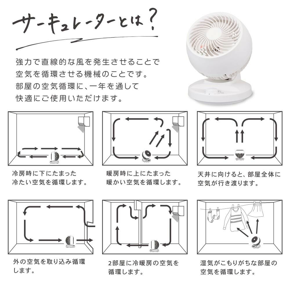 【新品】オーム電機 サーキュレーター 左右60度自動首振り 風量調節3段階 FF-SQ955AC
