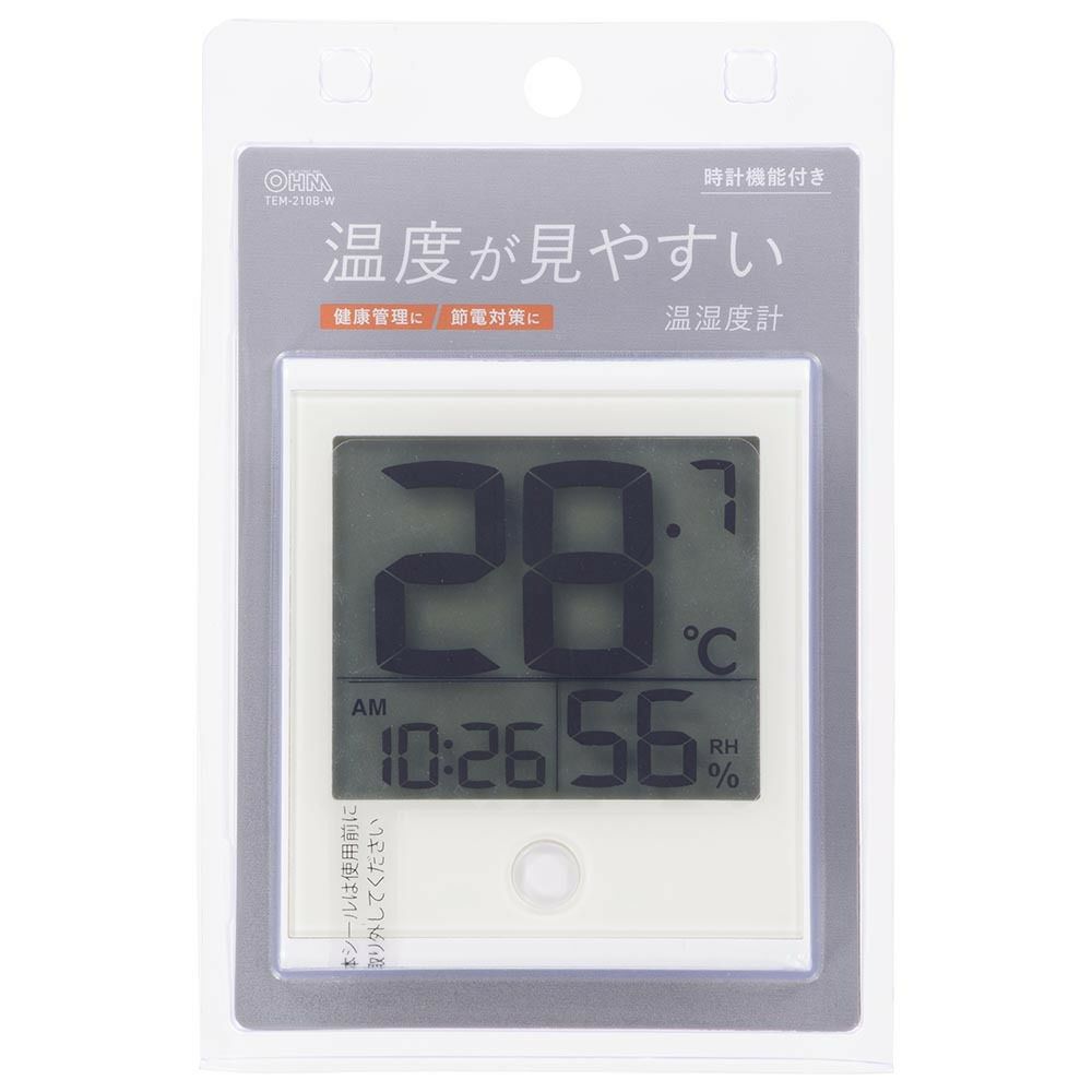オーム電機 時計付きデジタル温湿度計