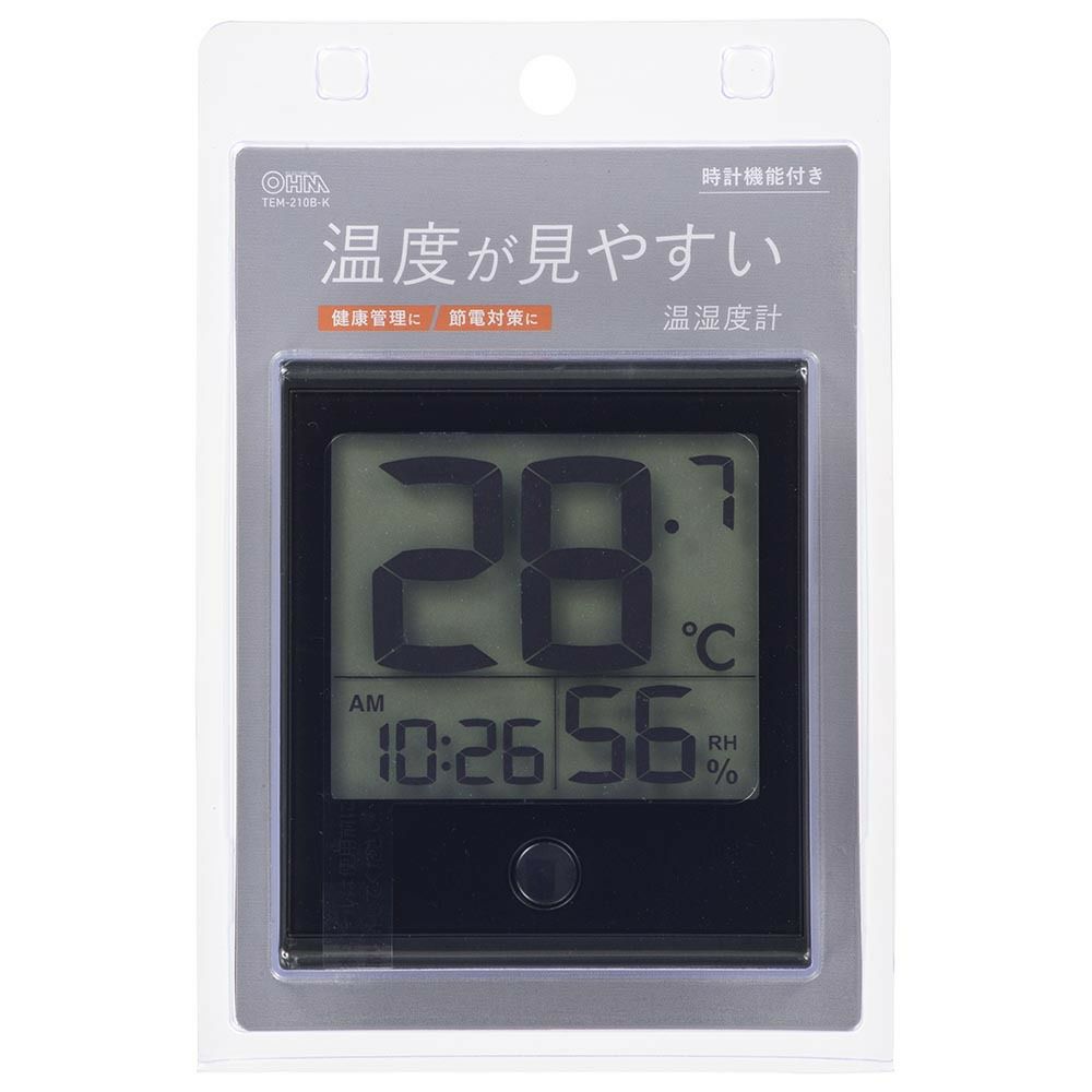 オーム電機 時計付きデジタル温湿度計