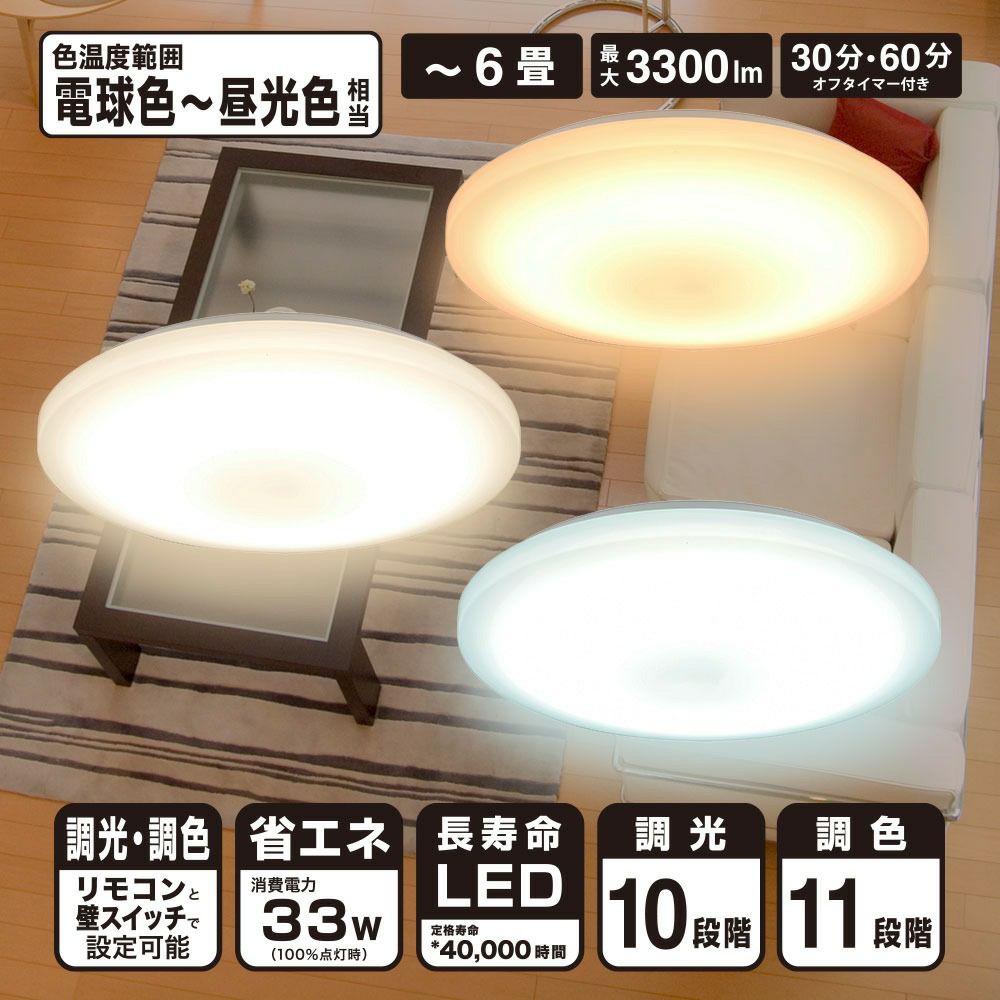 オーム電機 LEDシーリングライト ～6畳