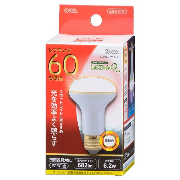 オーム電機 LED レフ電球 60形 電球色