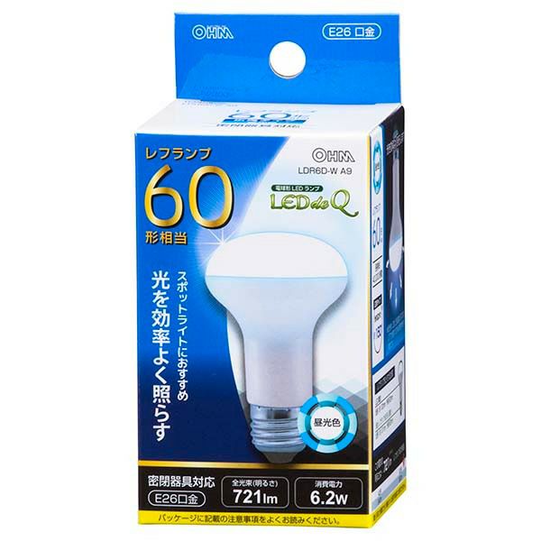 オーム電機 LED レフ電球 60形 昼光色