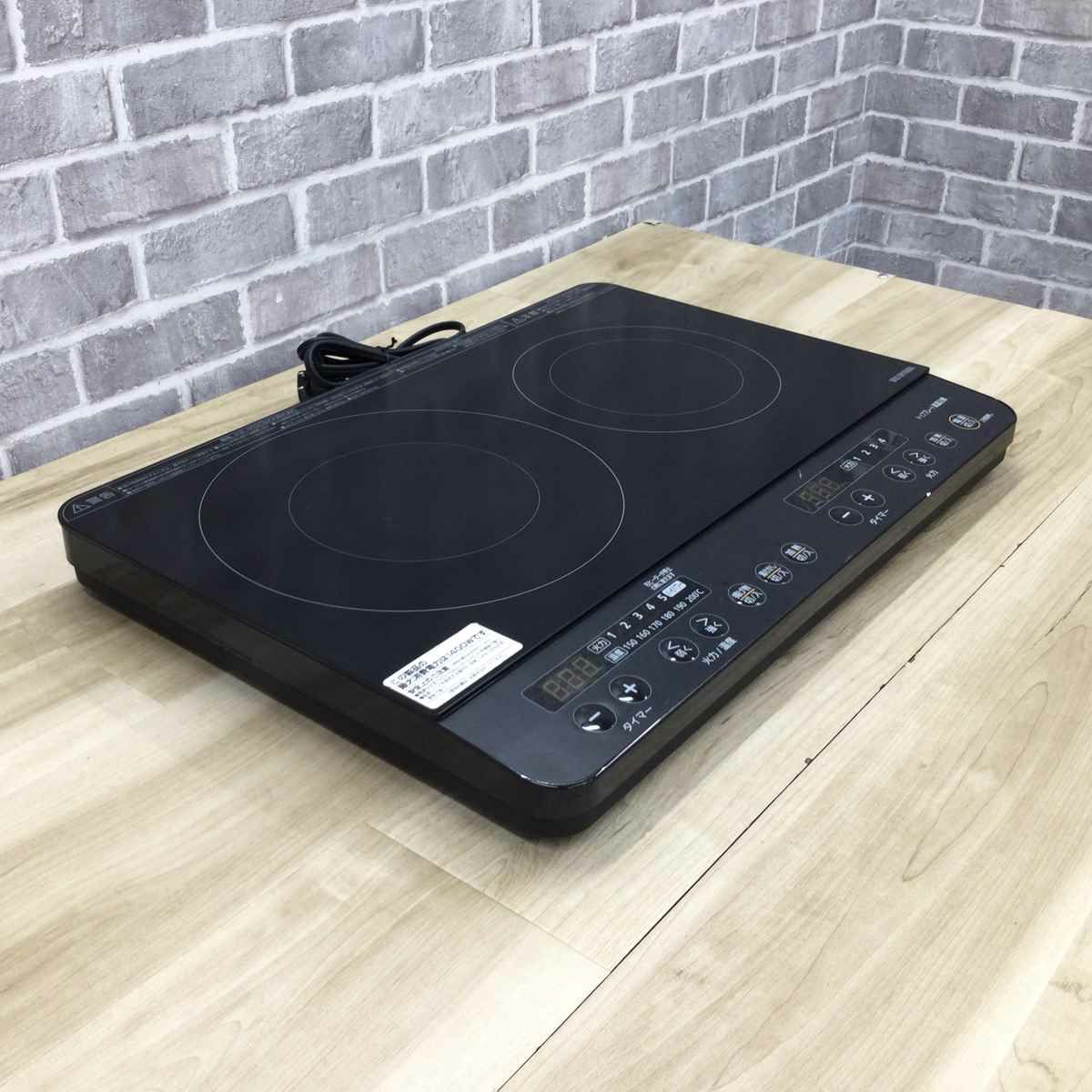 アイリスオーヤマ IHクッキングヒーター 1400W 2口 ブラック IHK-WKT22-B 2022年製