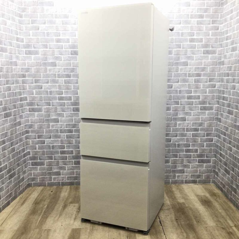 東芝 VEGETA 冷蔵庫 3ドア 356L 右開き グレインアイボリー GR-U36SV