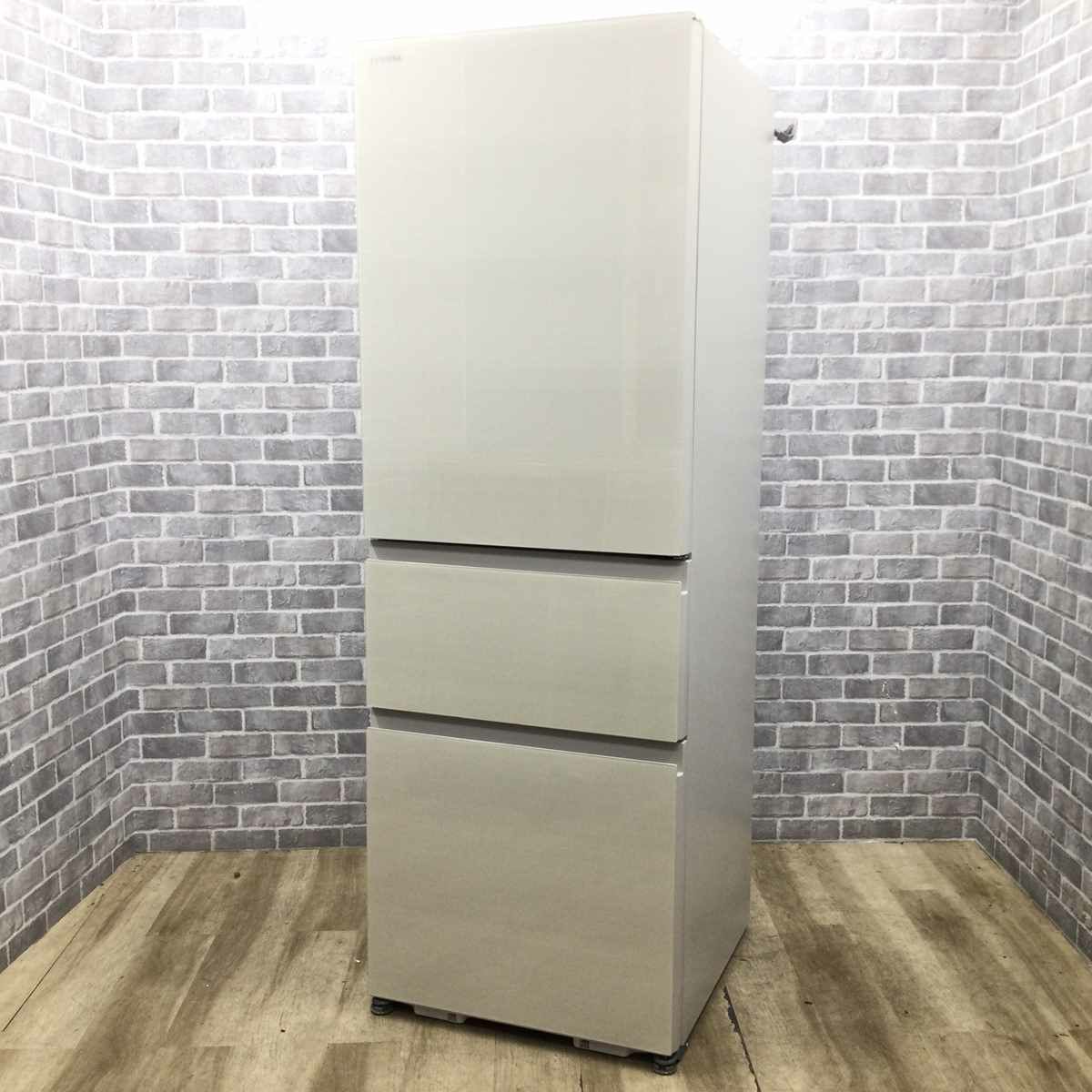 東芝 VEGETA 冷蔵庫 3ドア 356L 右開き グレインアイボリー GR-U36SV(UC) 2023年製