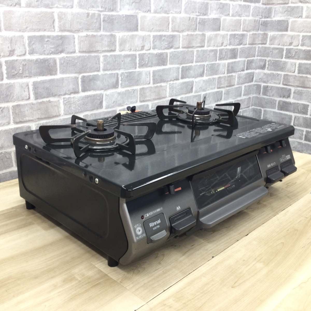 リンナイ ガスコンロ LPガス 約59cm幅 【水無し片面焼き】 右強火力 KG67BKR 2021年製