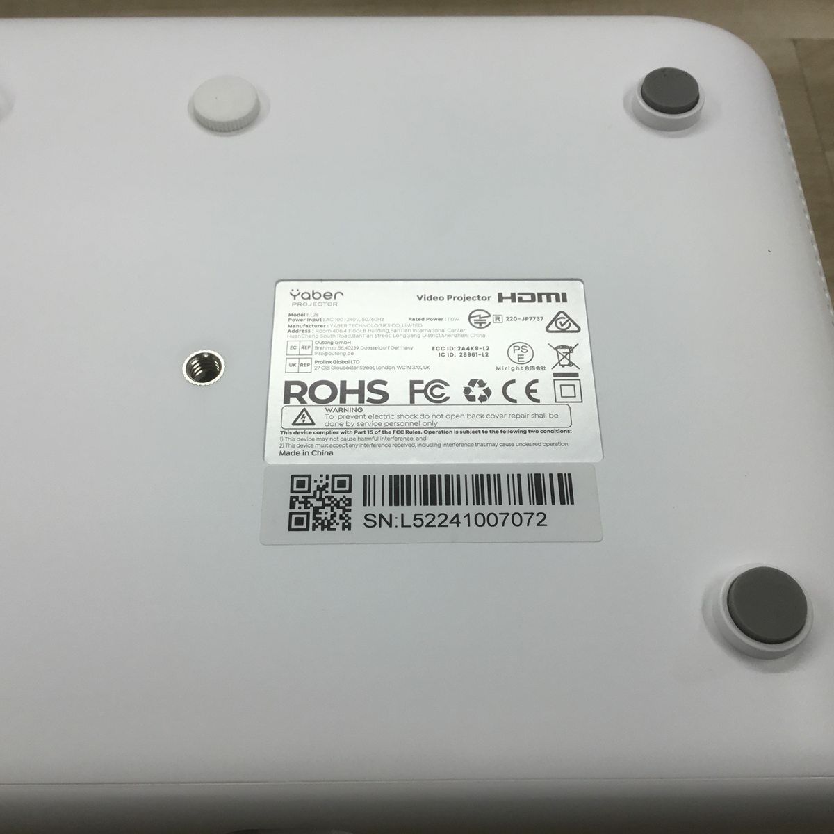 Yaber プロジェクター 1080P フルHD Wifi6 Bluetooth対応 ホワイト L2s 2024年製