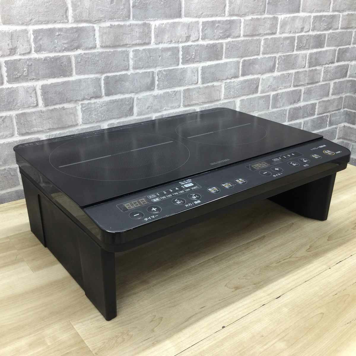 アイリスオーヤマ IHクッキングヒーター 2口 1400W 脚付 IHK-W12SP-B 2021年製