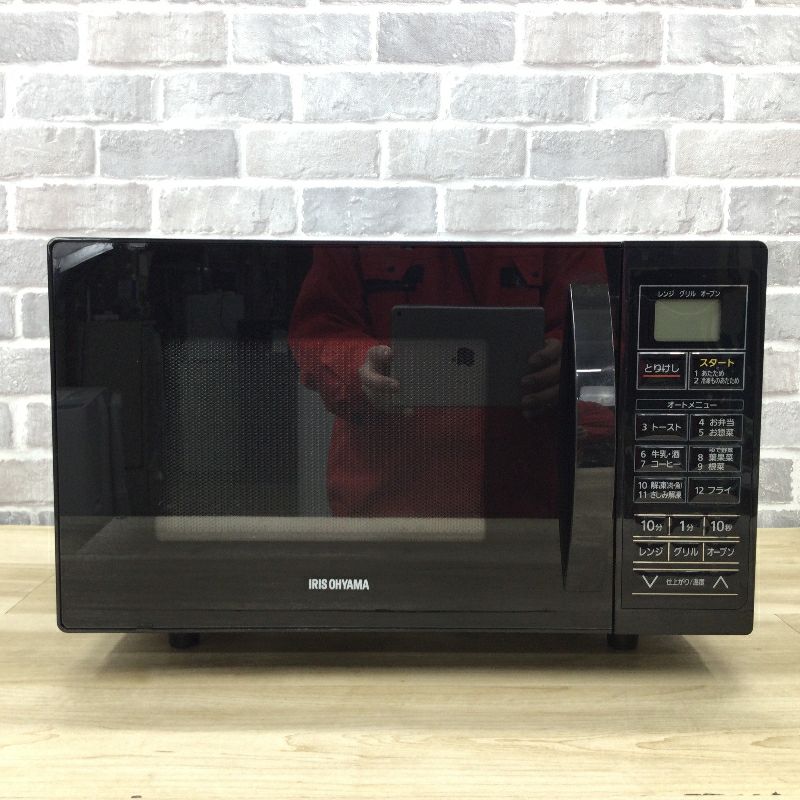アイリスオーヤマ オーブンレンジ 500W 16L フラットテーブル ブラック MO-TJ2 2022年製